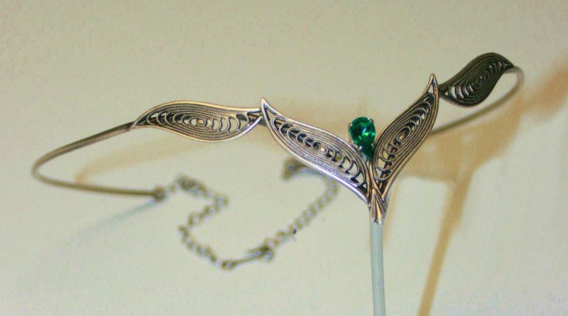 Gothic Mittelalter Diadem Stirnschmuck Tiara Bauchtanz Hochzeit Fantasy grün neu